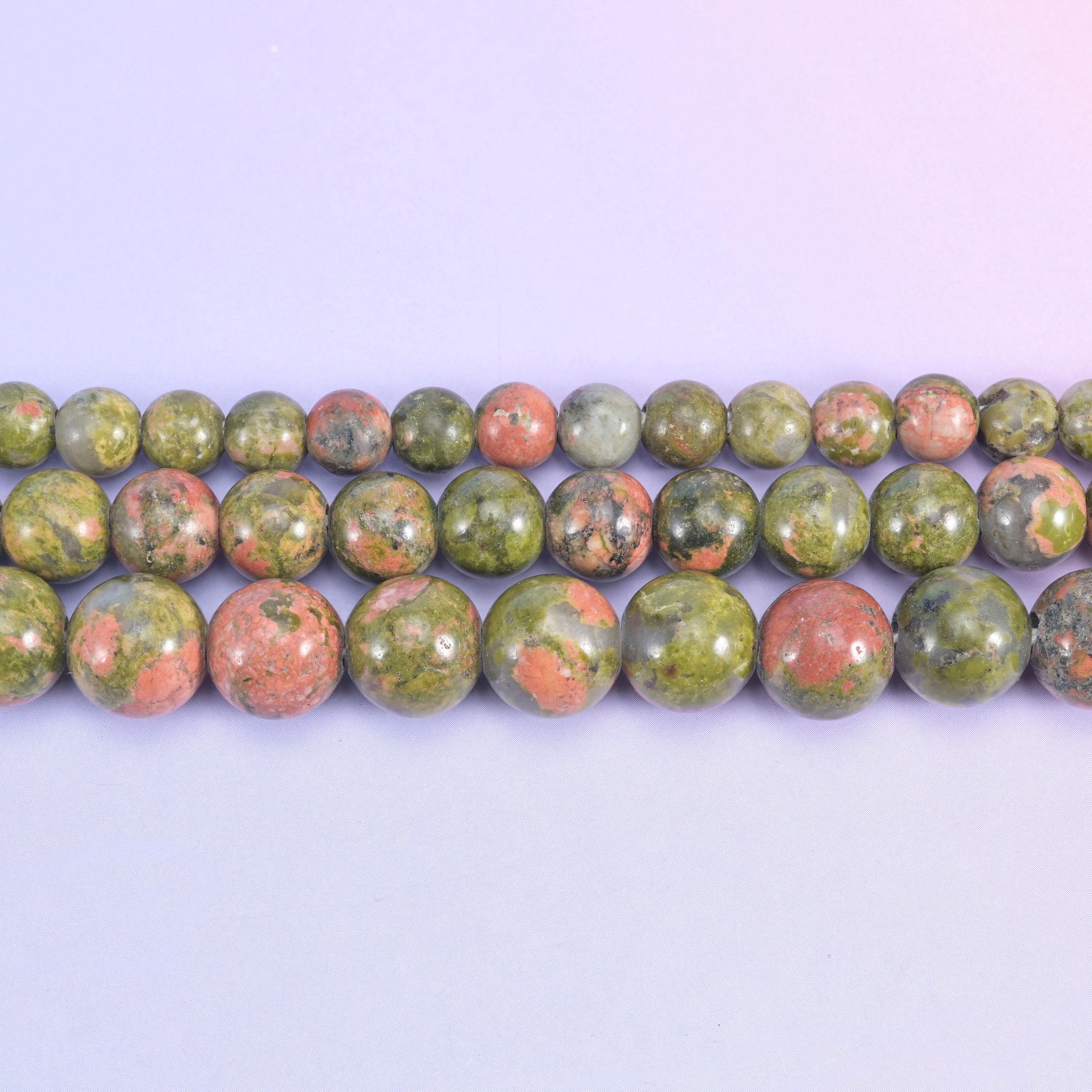 unakite beads, smooth round, 6mm, 8mm and 10mm