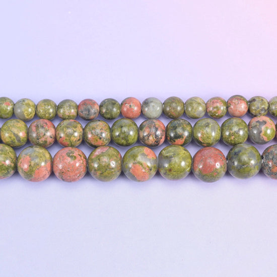 unakite beads, smooth round, 6mm, 8mm and 10mm