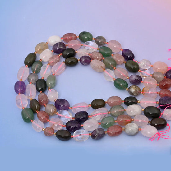 Multi-Color Chakra Oval Nugget Beads 10-17mm in multi-Color
