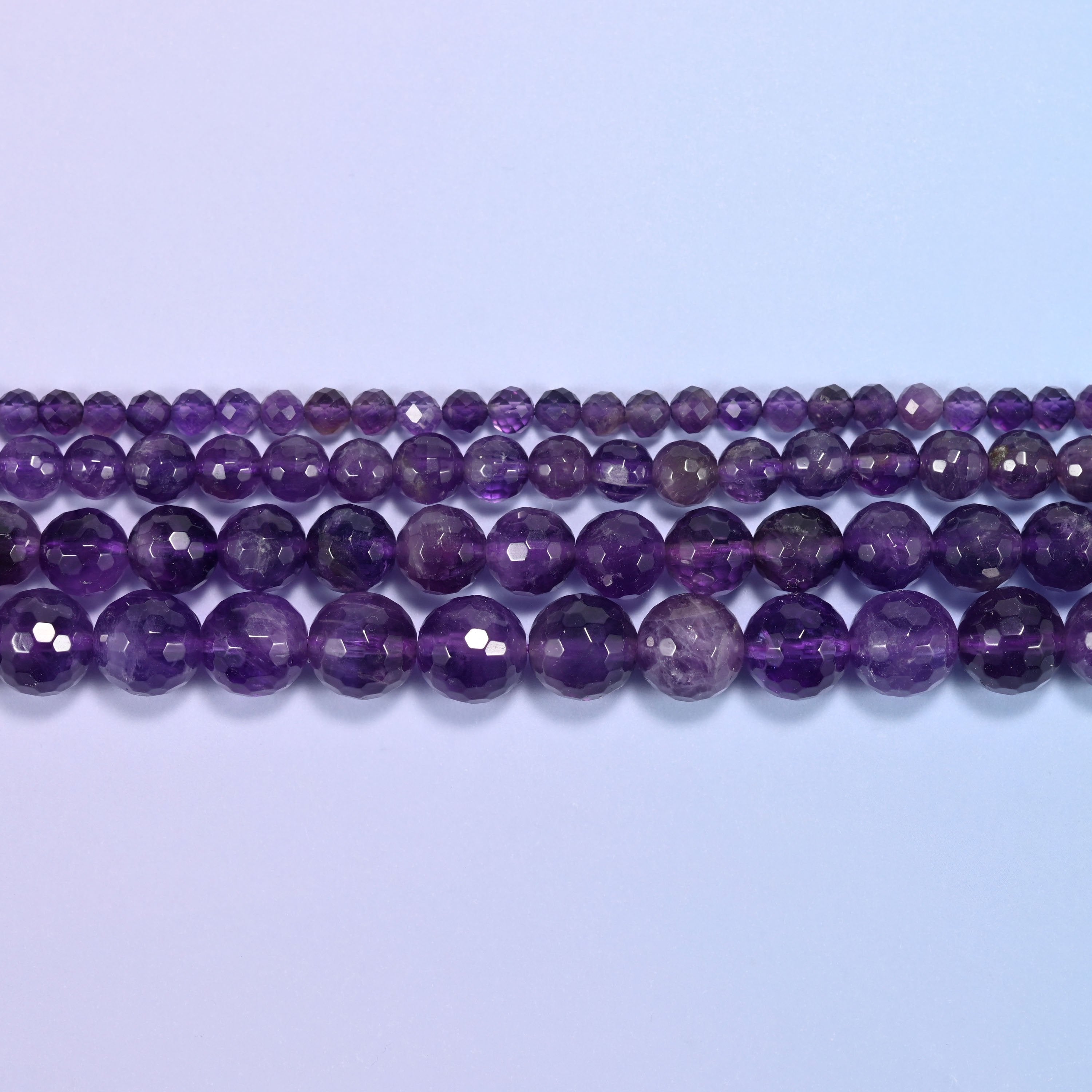 Amethyst Faceted Round Beads: Jewelry Making, 15 Inch Strand