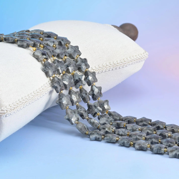 Black Labradorite 5 Pointed Faceted Star Beads, 14mm.