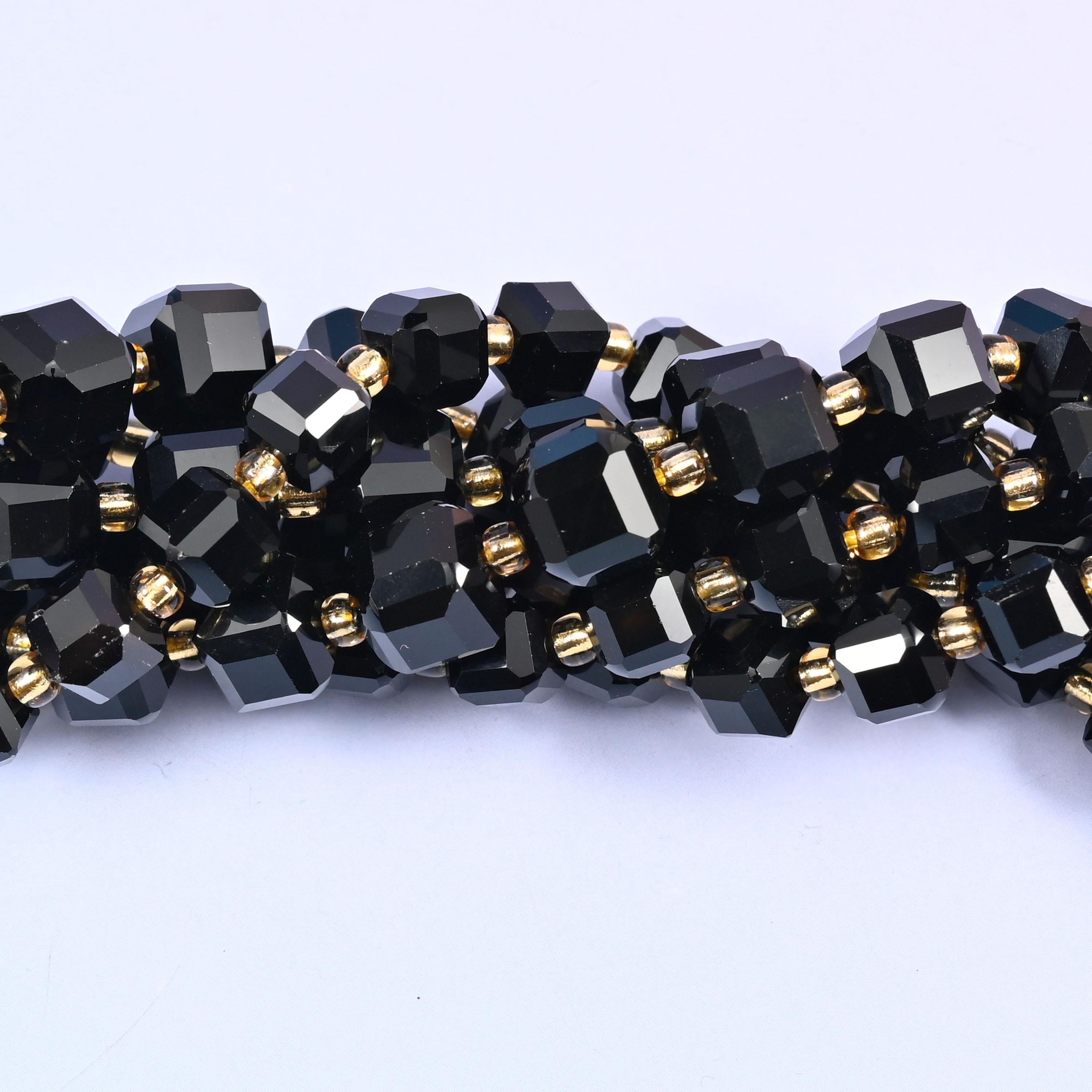 Black Onyx Faceted Cube Beads 6mm 8mm, 6mm approximately 43 beads / 8mm approximately 38 beads