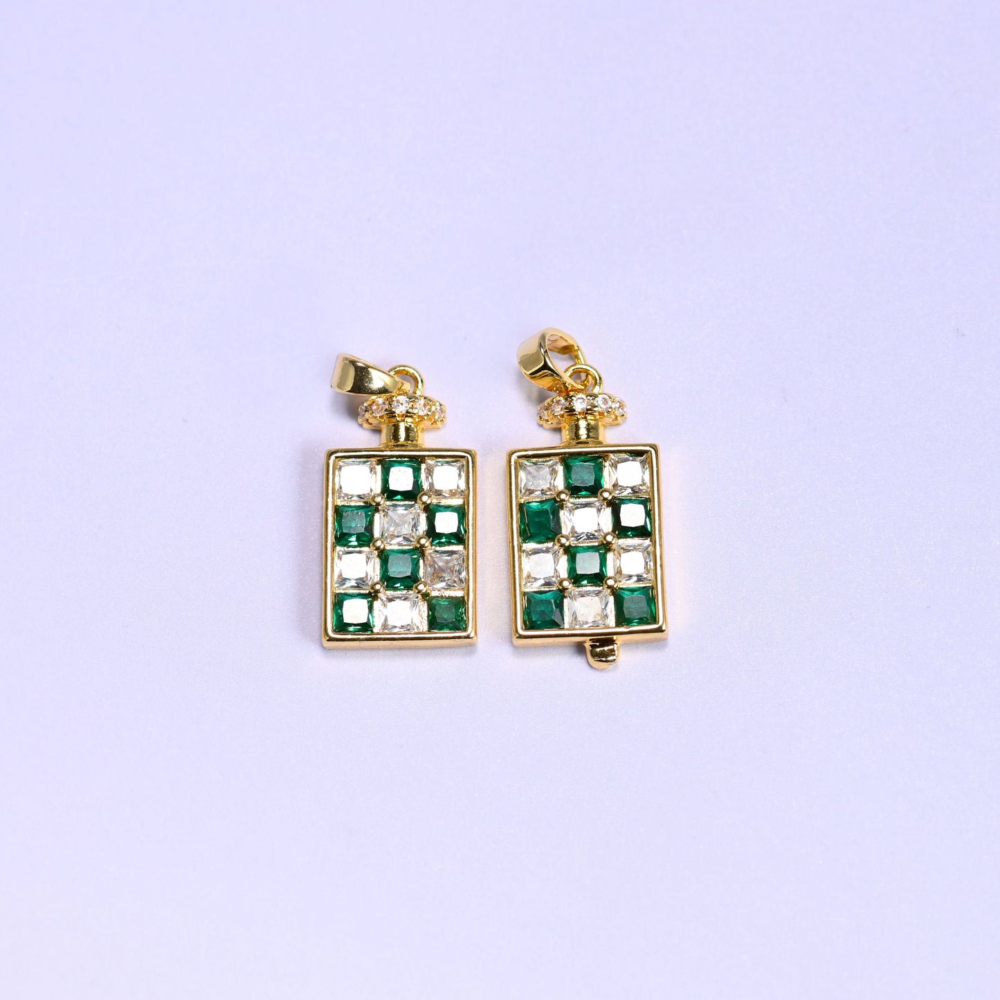 18K gold plated brass perfume bottle charm pendant, approx 21.35mm x 11.40mm