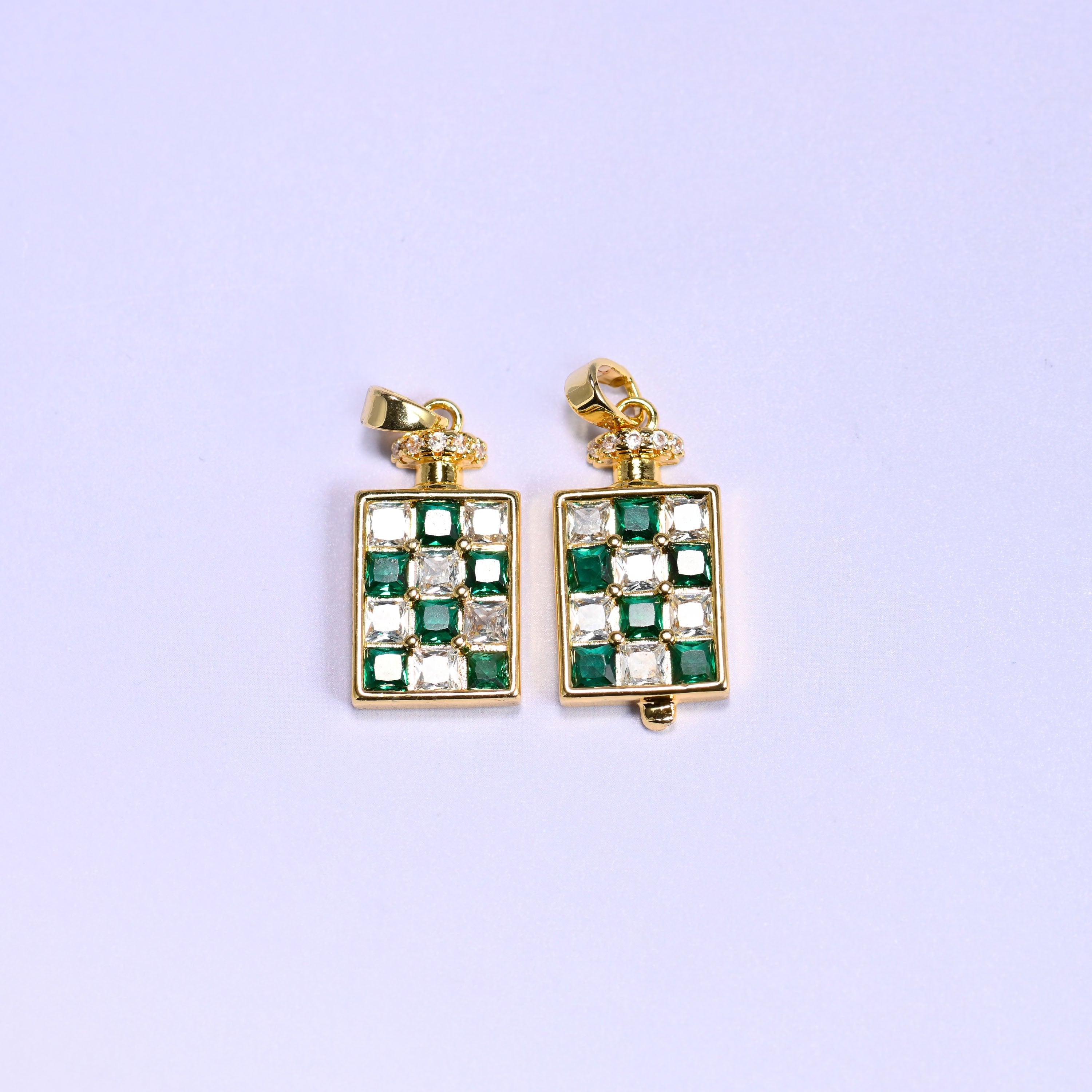 18K gold plated brass perfume bottle charm pendant, approx 21.35mm x 11.40mm