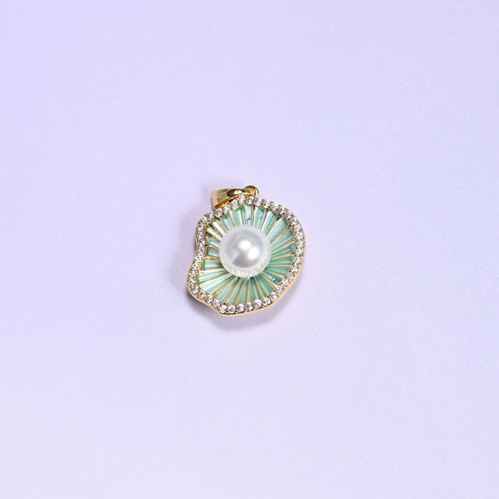 Shell Pearl Zircon Charms: 18K Gold Filled Pendants, Jewelry Making Supply
