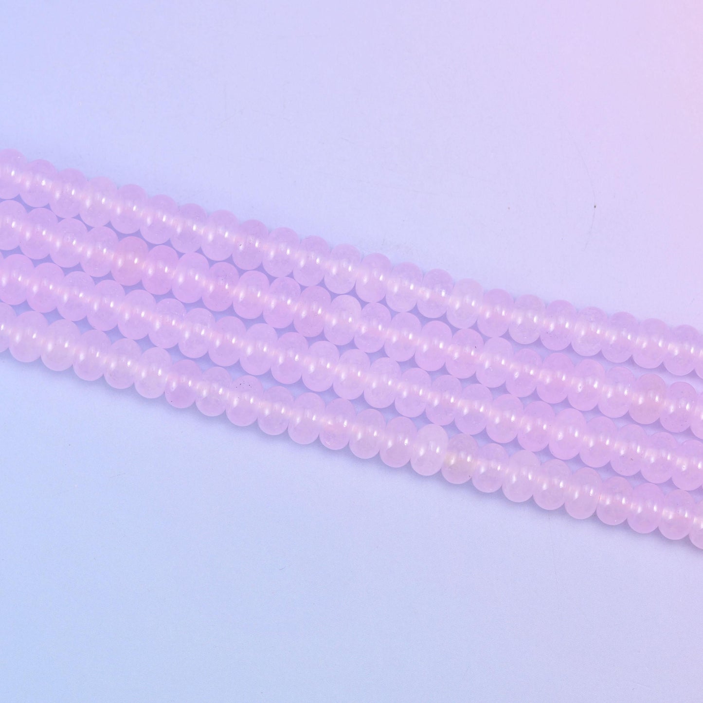 Baby Pink Dyed Jade Smooth Rondelle Beads 5x8mm in baby pink with a lavender cast