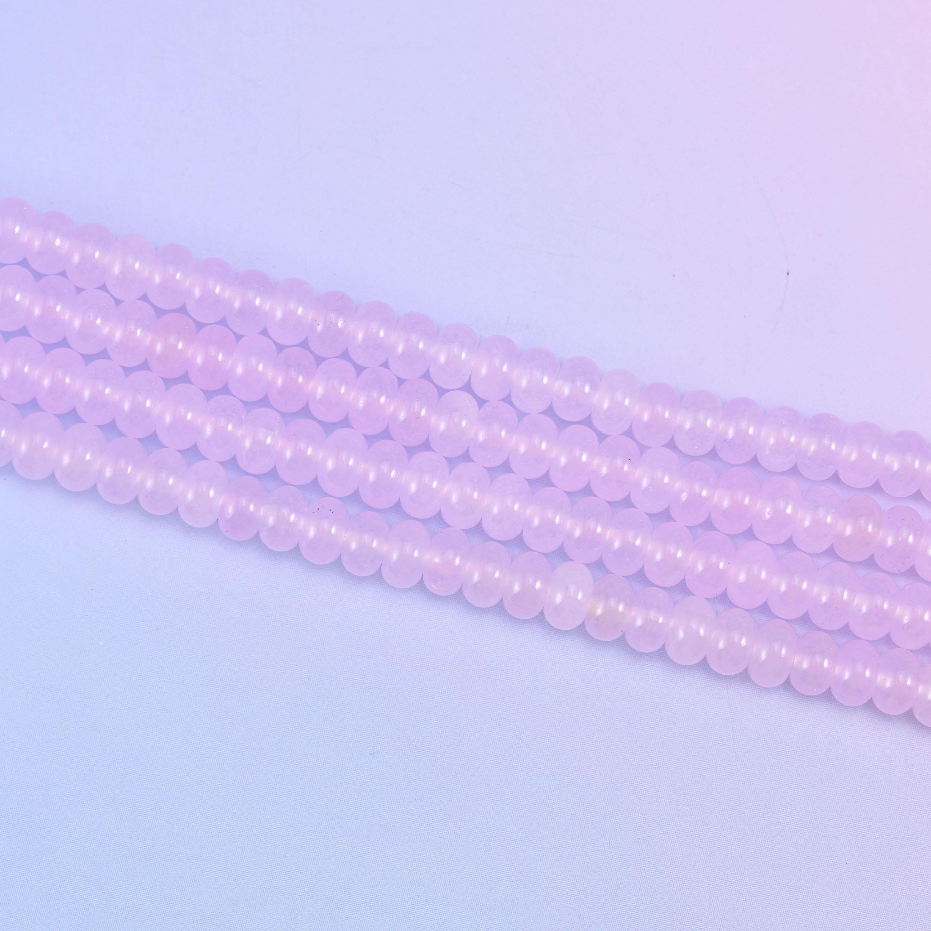 Baby Pink Dyed Jade Smooth Rondelle Beads 5x8mm in baby pink with a lavender cast