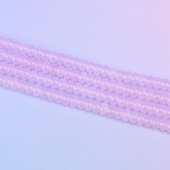 Baby Pink Dyed Jade Smooth Rondelle Beads 5x8mm in baby pink with a lavender cast