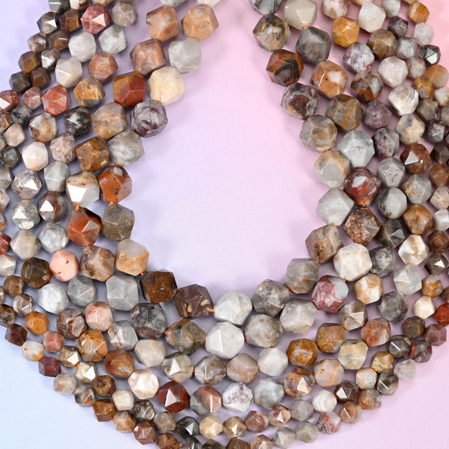 Gobi Desert Agate Faceted Diamond Star Cut Beads, hole approximately 1.0mm