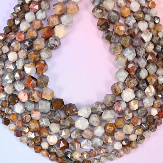 Gobi Desert Agate Faceted Diamond Star Cut Beads, hole approximately 1.0mm
