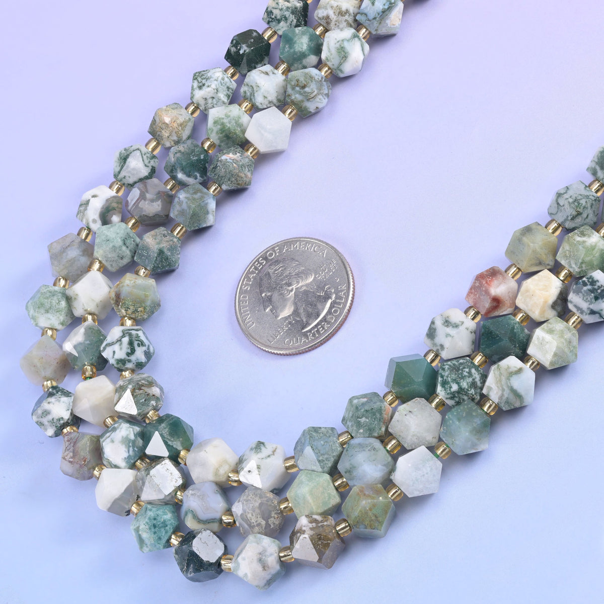 Faceted 8 Sides Diamond Rhombus Gemstone Beads, eight stones offered in the same cut.