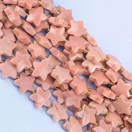 Red Aventurine Faceted Star Beads, 15.5 inch strand