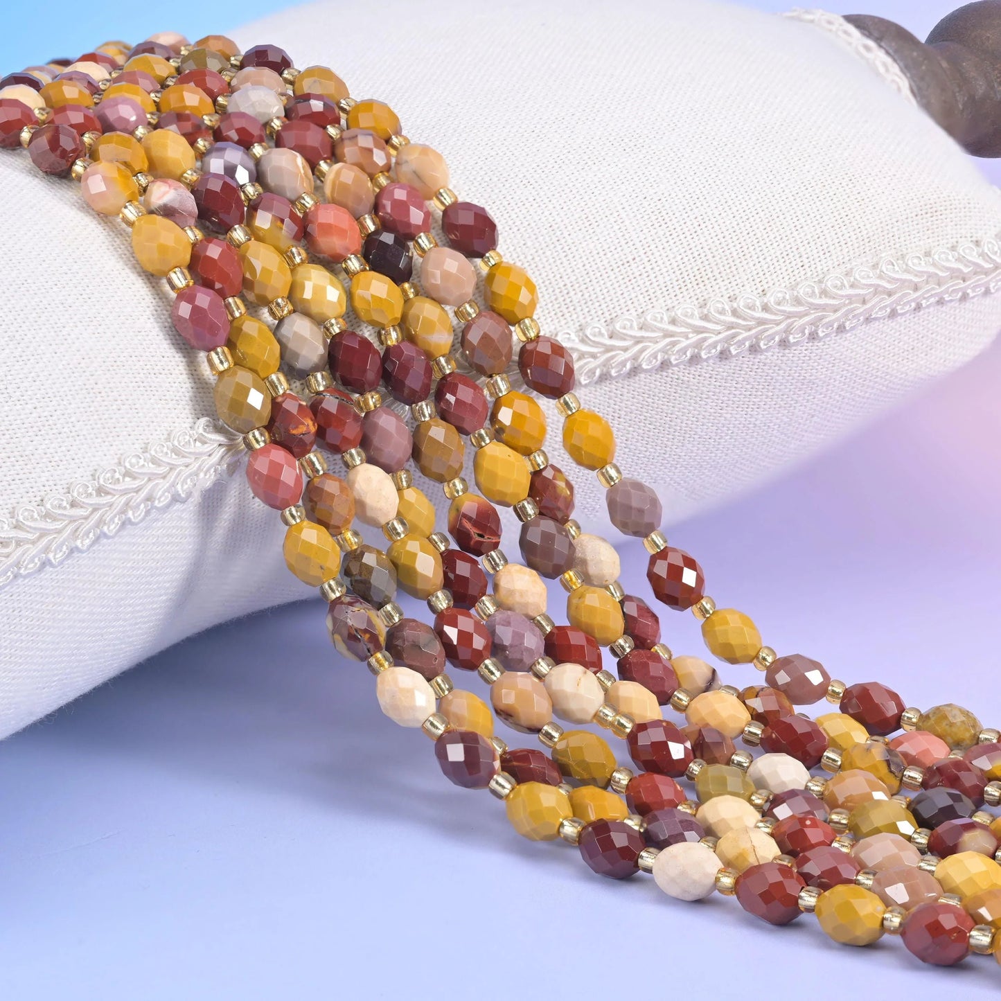 Mookaite Jasper Faceted Rice Barrel Beads