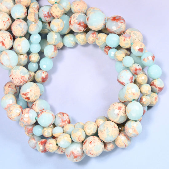 Dyed Blue Shoushan Stone Faceted Round Beads 6mm 8mm 10mm 12mm Jewelry Making 15 Inch Strand