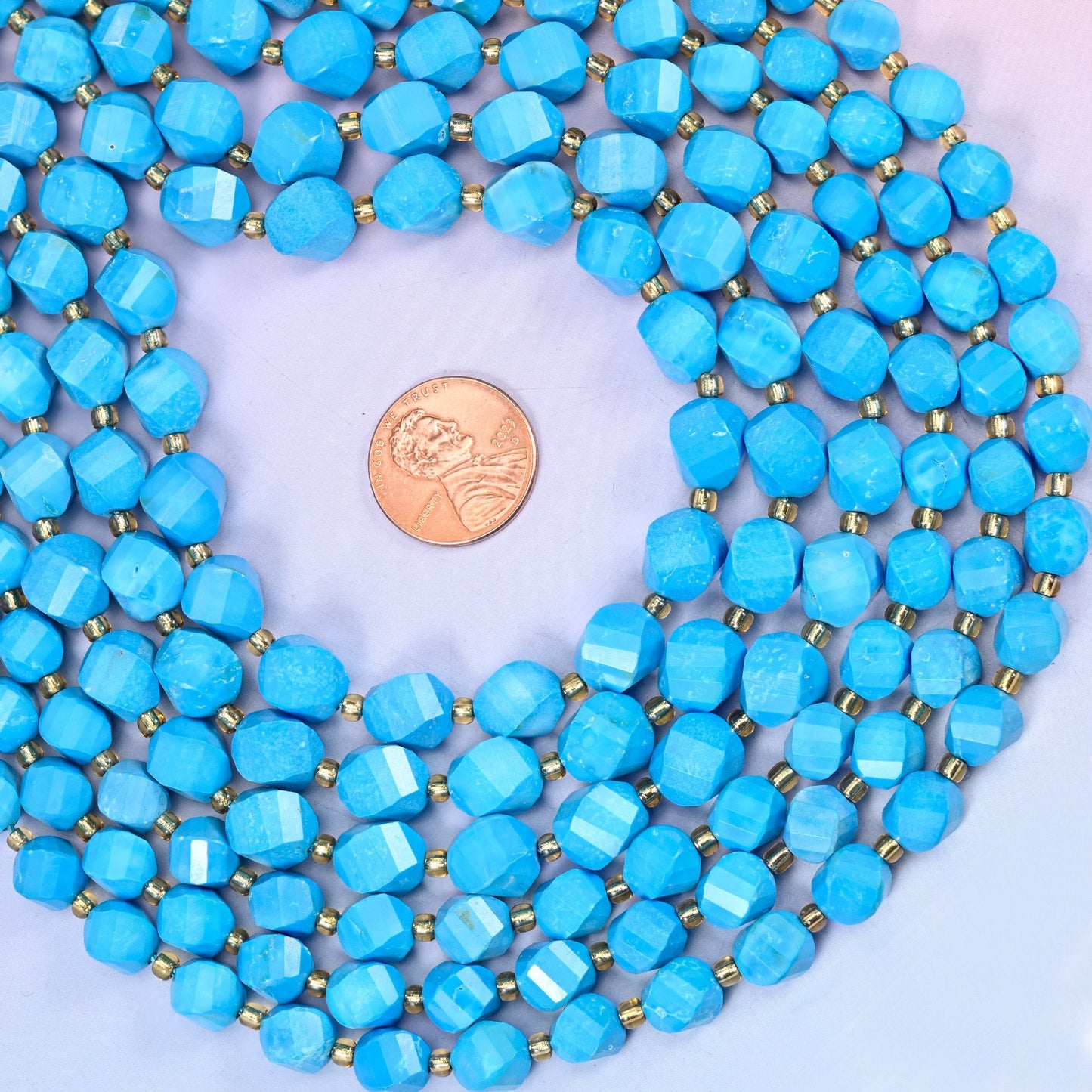 Dyed Blue Howlite Faceted Spiral Twist Beads, 8mm approximately 38 beads / 10mm approximately 31 beads