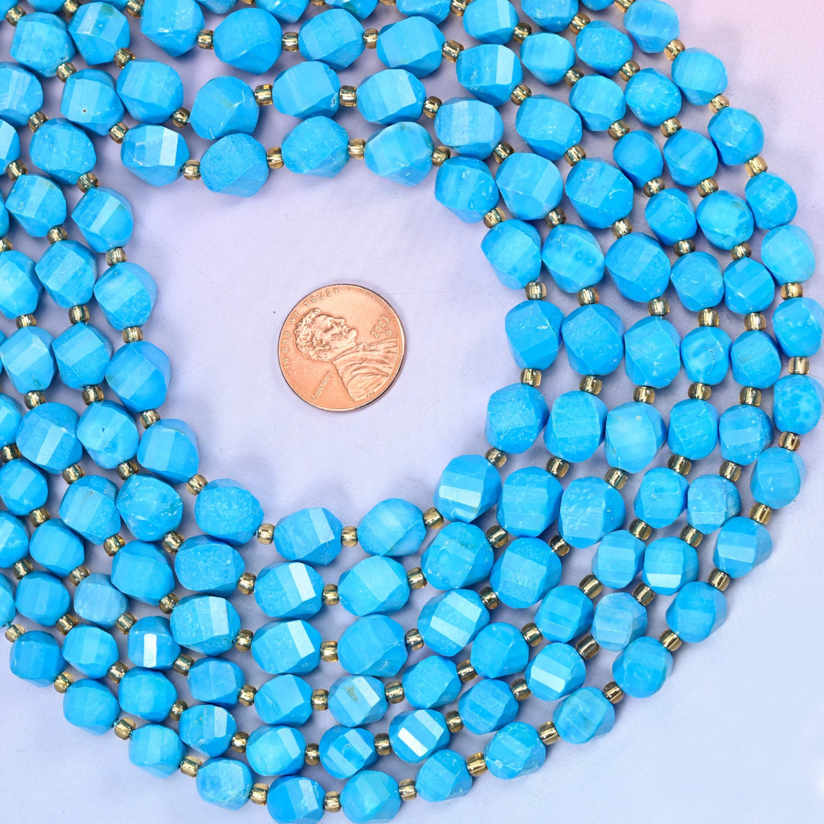 Dyed Blue Howlite Faceted Spiral Twist Beads, 8mm approximately 38 beads / 10mm approximately 31 beads