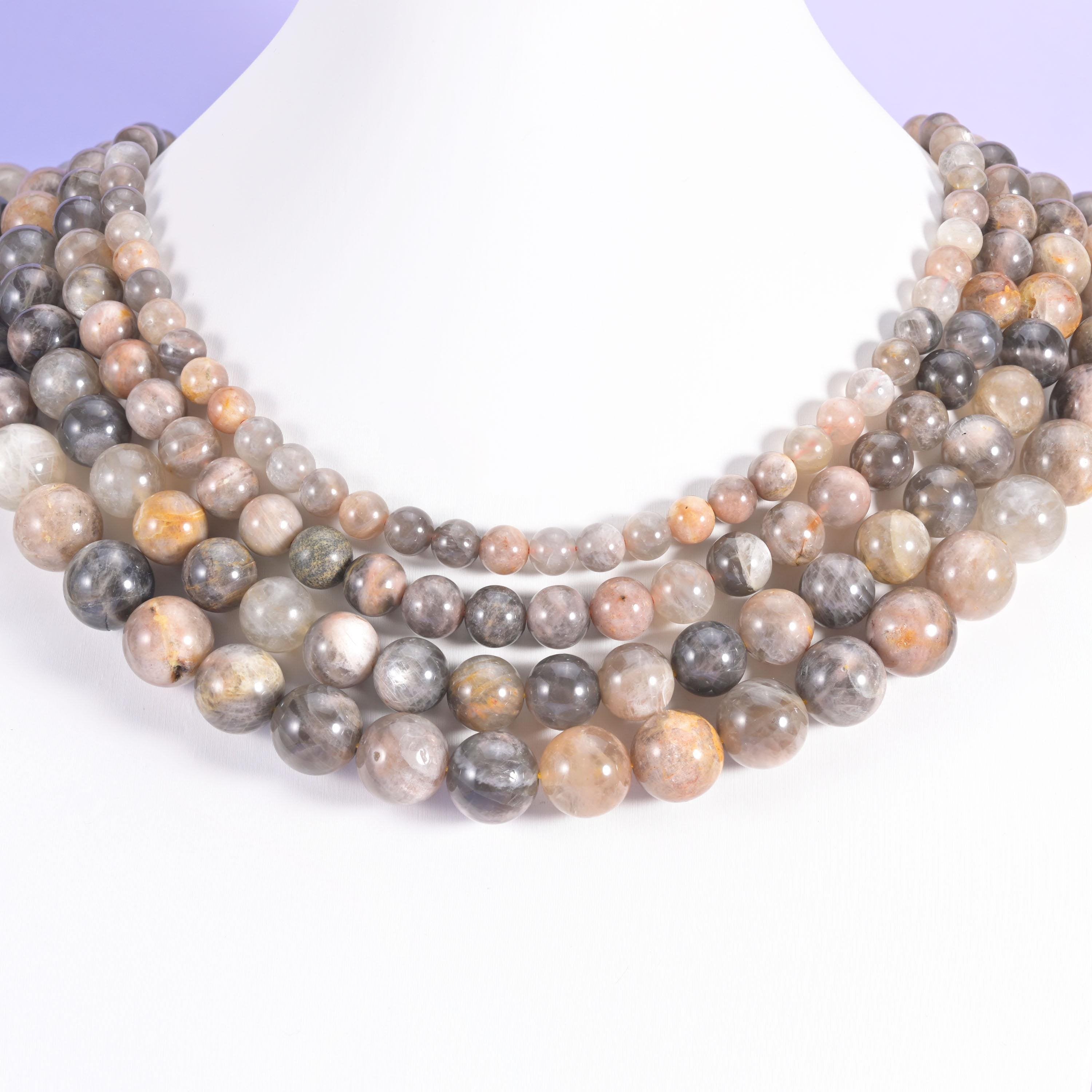 Black Moonstone beads, smooth round, 6mm, 8mm, 10mm and 12mm