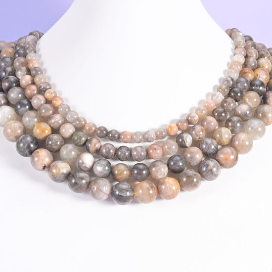 Black Moonstone beads, smooth round, 6mm, 8mm, 10mm and 12mm
