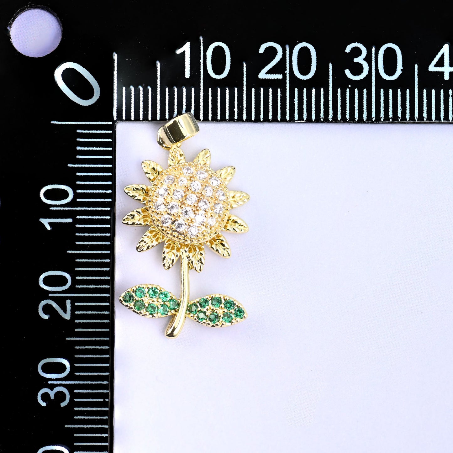 18K Gold Plated Brass Sunflower Charm Pendant with spinning center accent