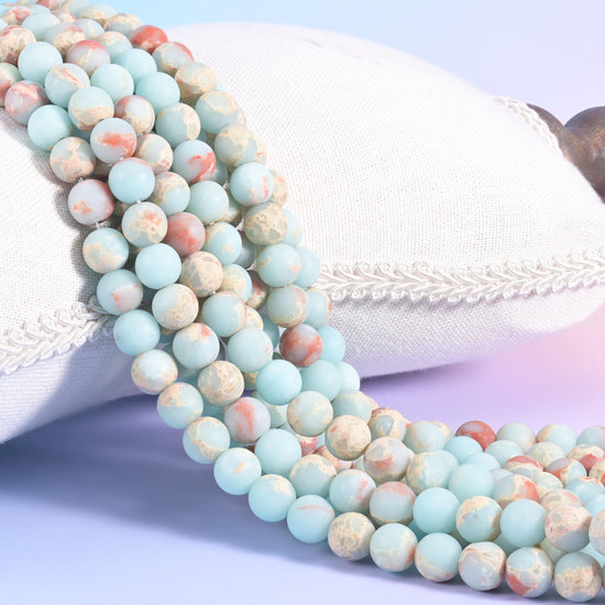 Pale Blue Shoushan Stone Matte Round Beads 4mm 6mm 8mm 10mm