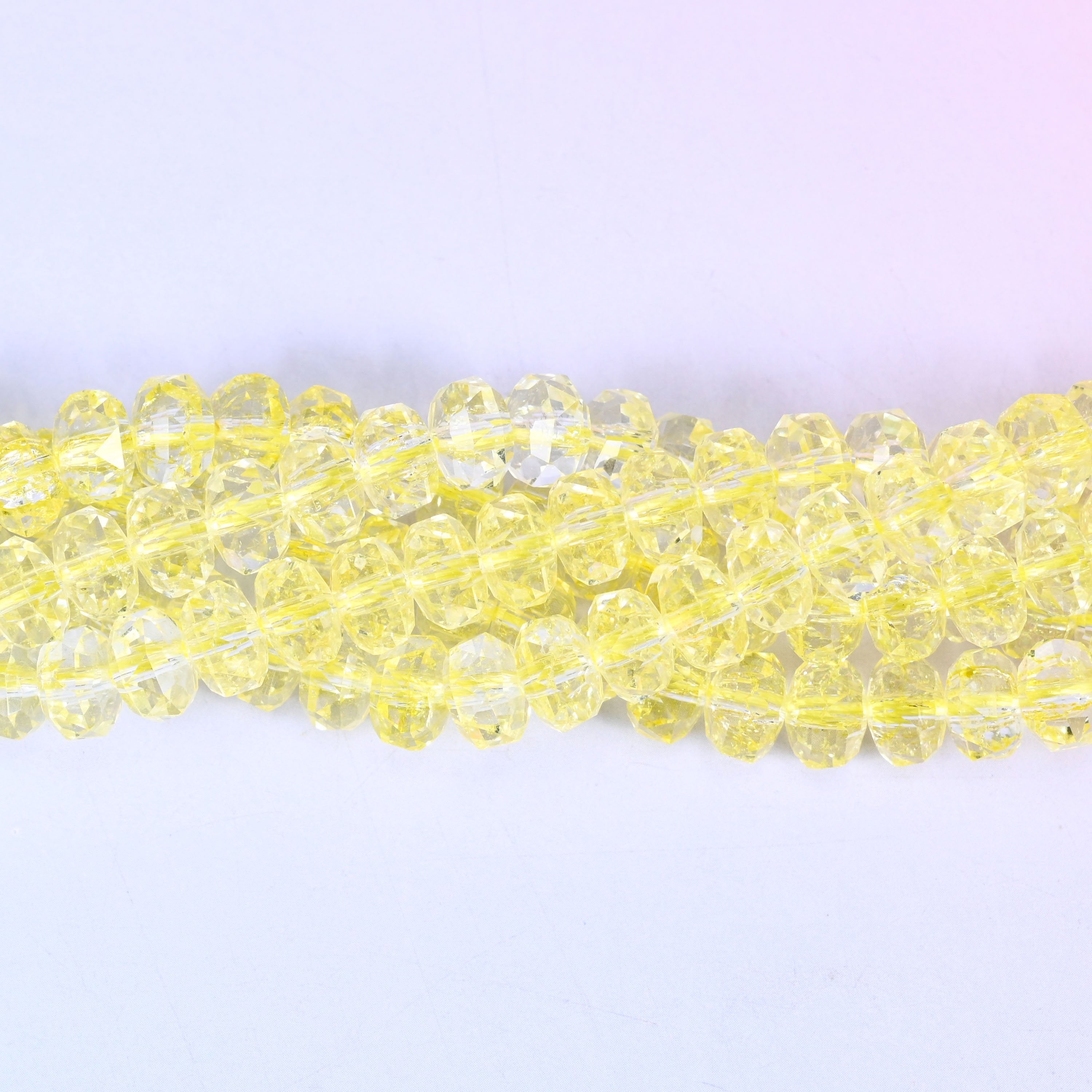 Transparent Yellow Faceted Rondelle Glass Beads for jewelry making