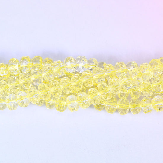 Transparent Yellow Faceted Rondelle Glass Beads for jewelry making