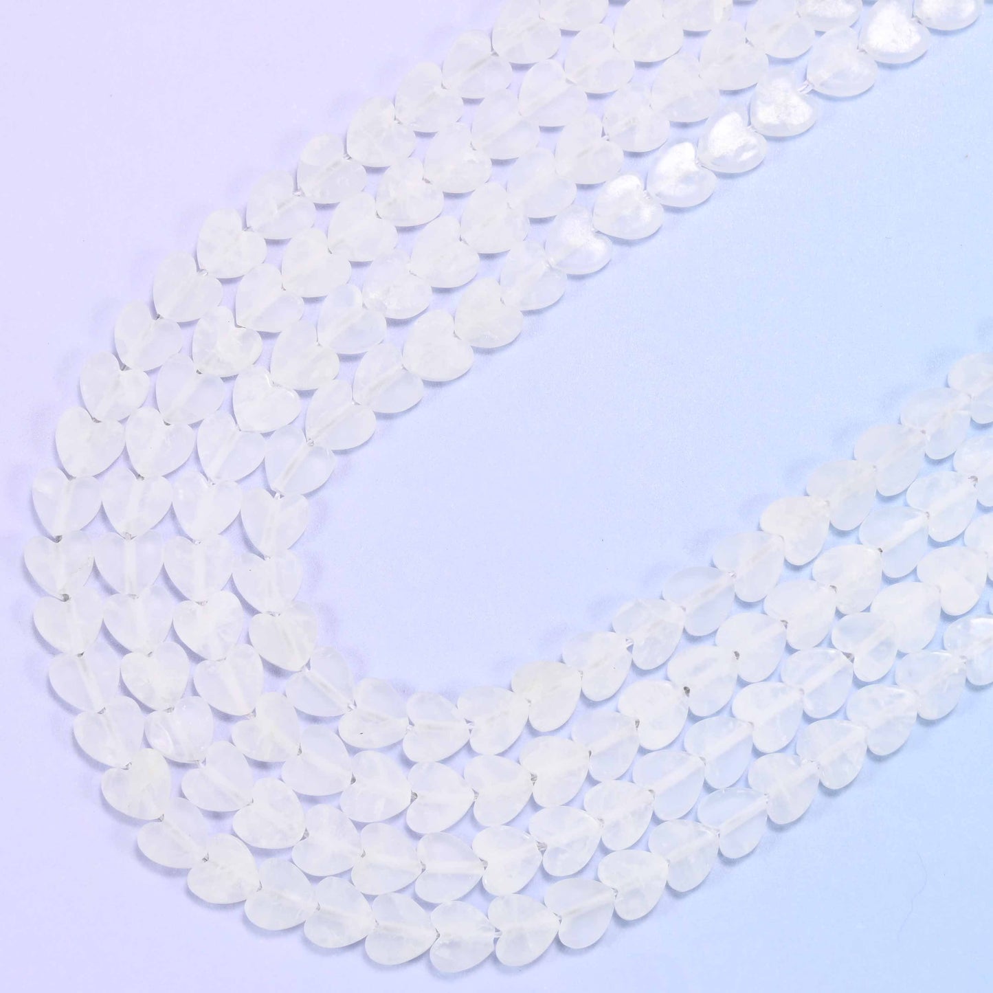 Matte Clear Quartz Flat Heart Beads: Size 6mm, Jewelry Making, 15 Inch Strand