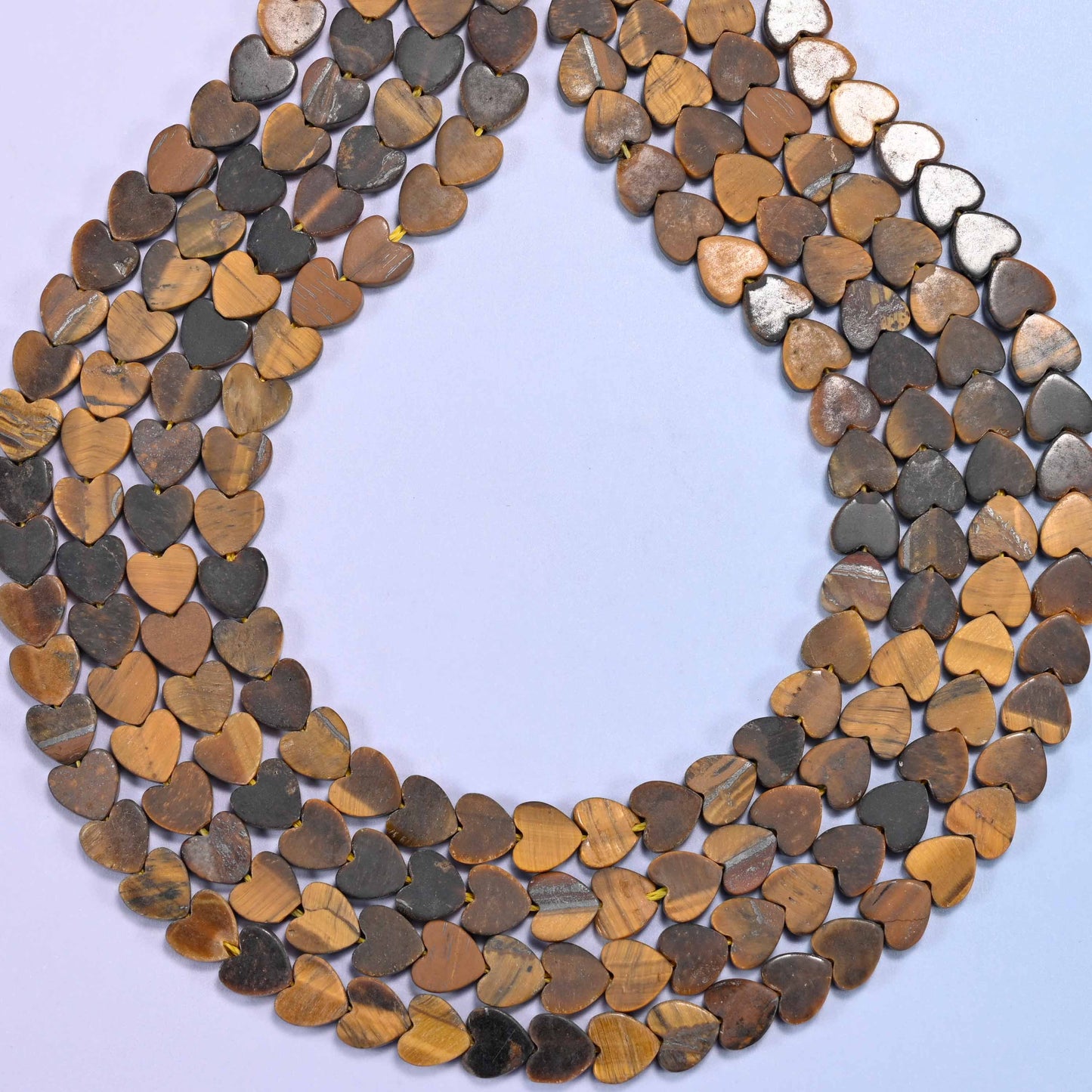 Matte Tiger Eye Flat Heart Beads: Size 6mm, Jewelry Making, 15 Inch Strand