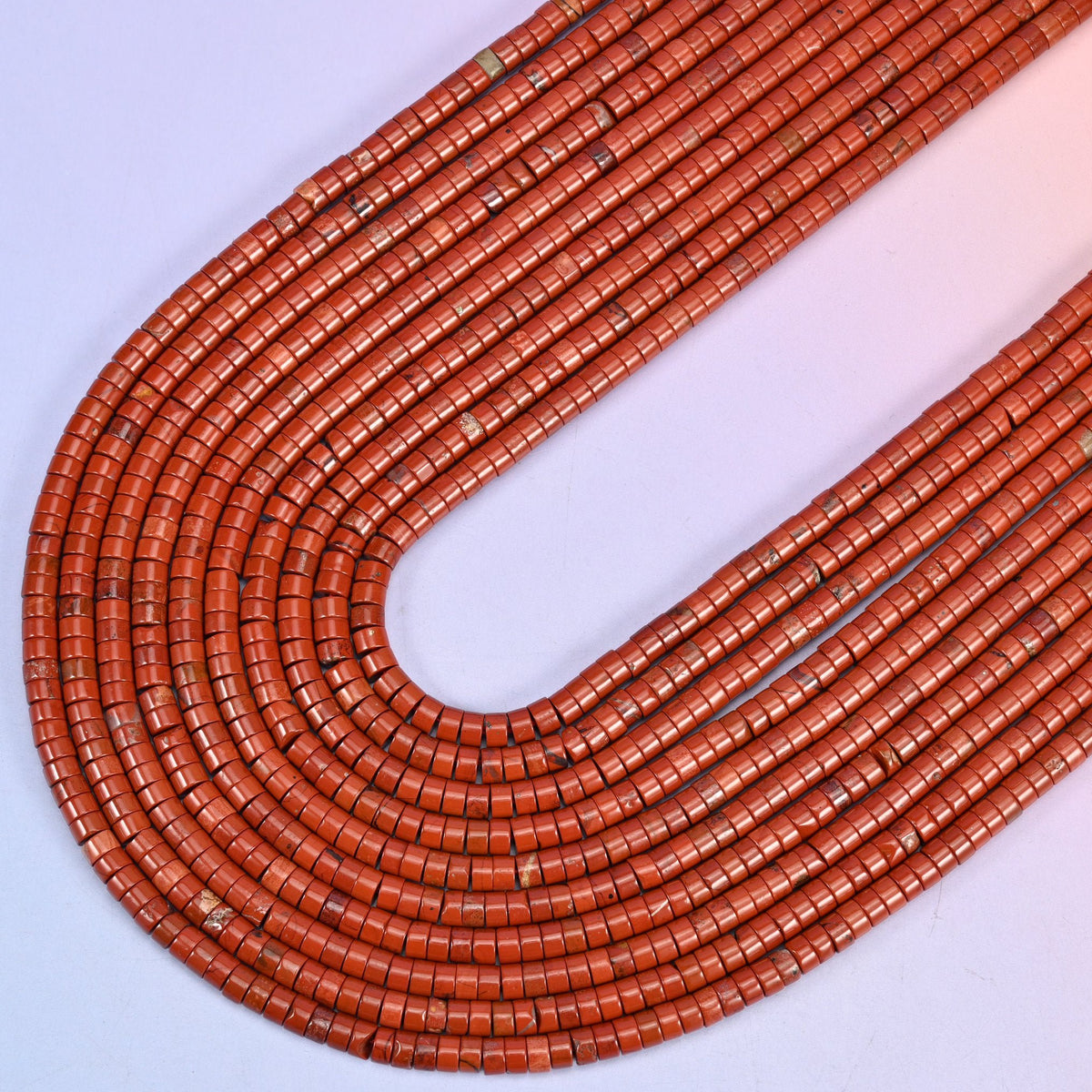 Red Jasper Smooth Heishi Disc Beads, 15.5 inch strand