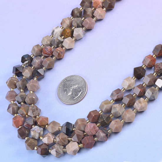 Diamond Rhombus Beads, natural stone options shift in colour and pattern bead to bead.