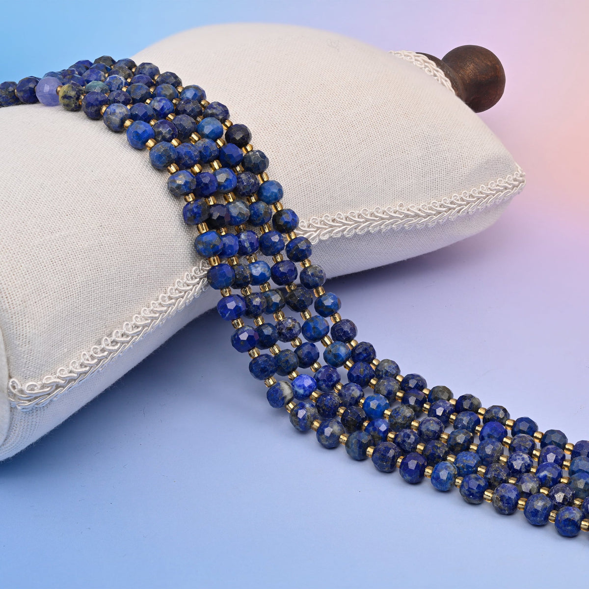 Blue Lapis Faceted Rondelle Beads