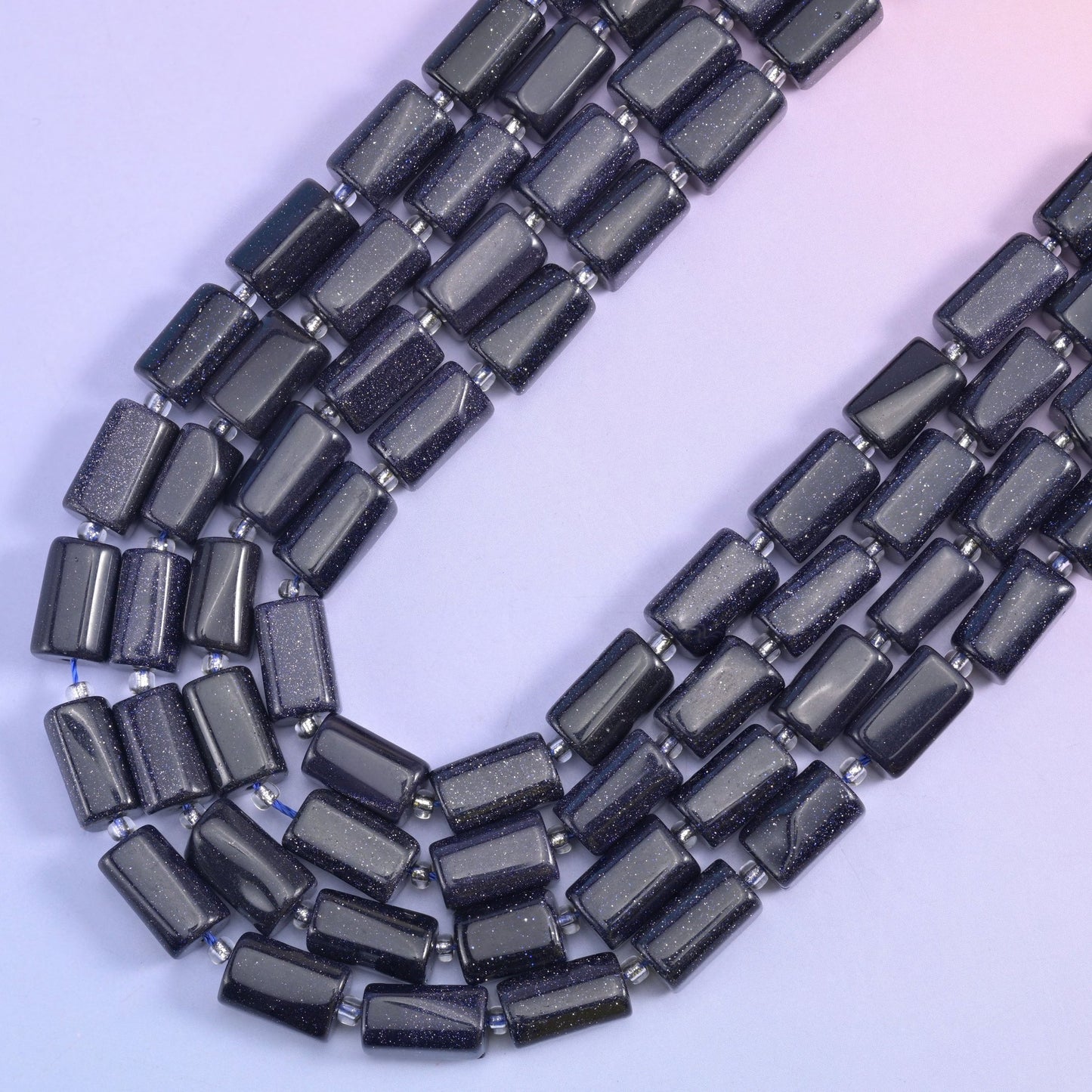 Blue Sandstone Faceted Tube Beads 12x8mm, hole 1.0mm (+/- 0.2mm)