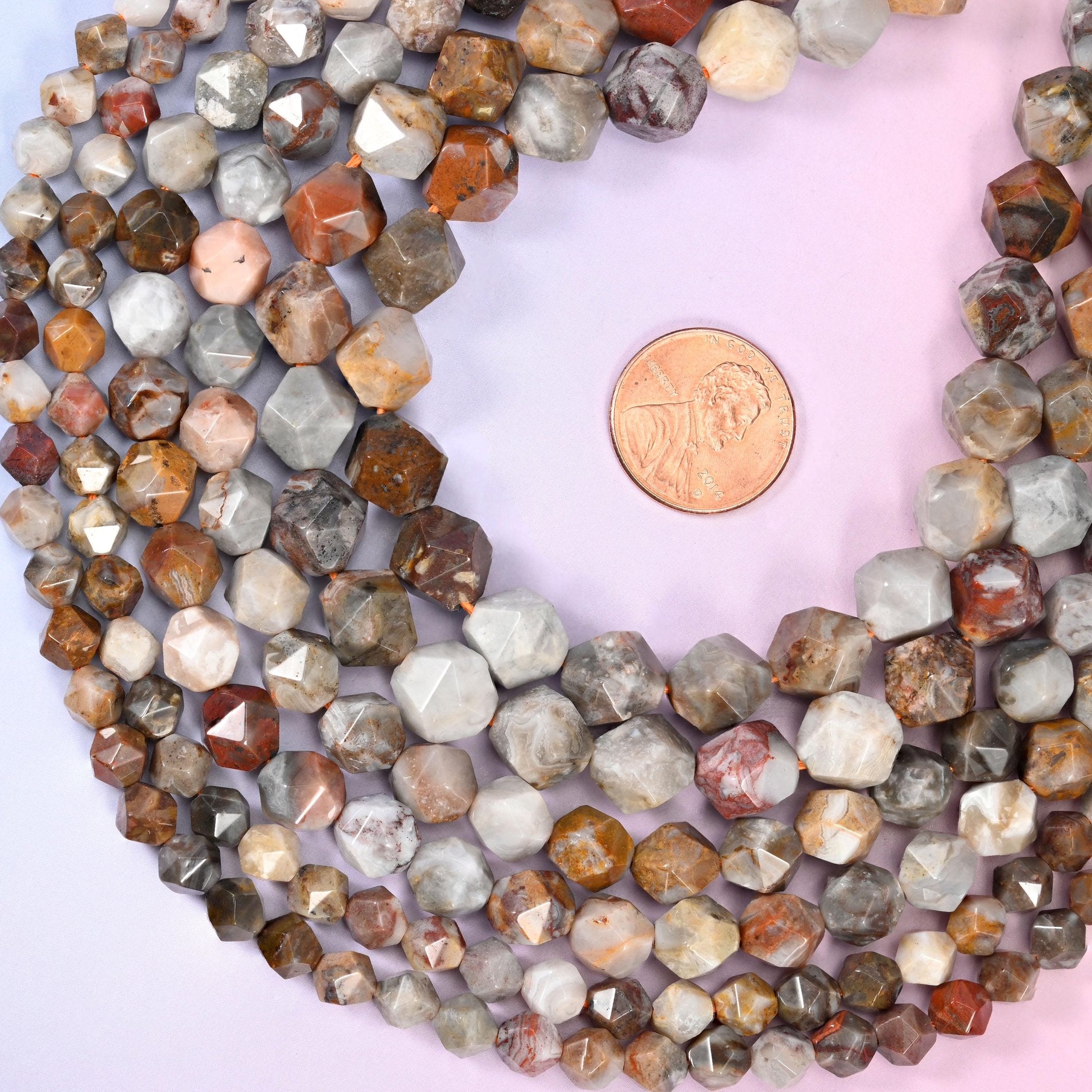 Gobi Desert Agate Faceted Diamond Star Cut Beads, sold per 15.5 inch strand