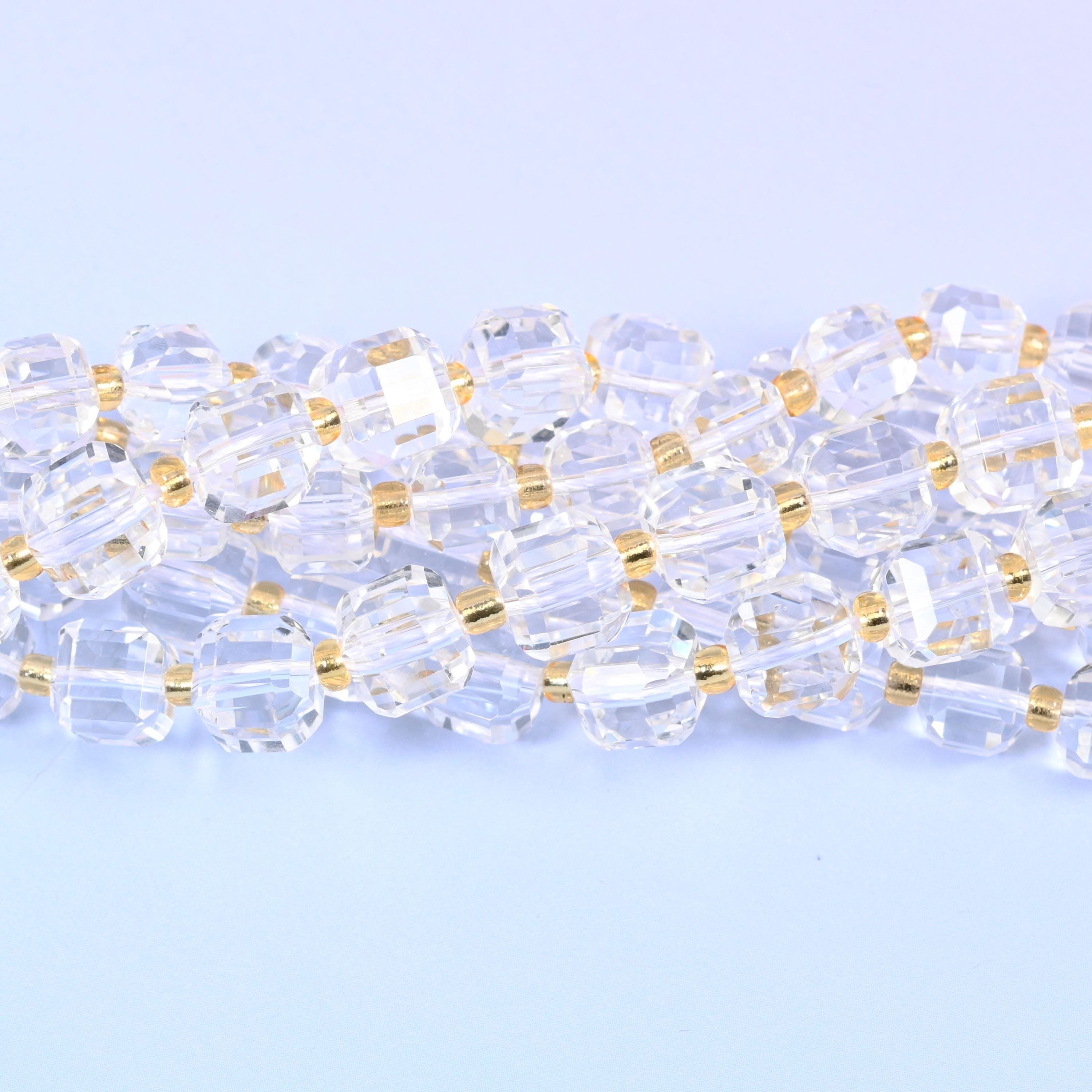 Clear Quartz Faceted Cube Beads 6mm 8mm, 6mm approximately 43 beads / 8mm approximately 38 beads
