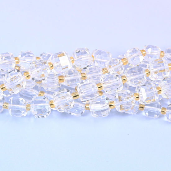 Clear Quartz Faceted Cube Beads 6mm 8mm, 6mm approximately 43 beads / 8mm approximately 38 beads