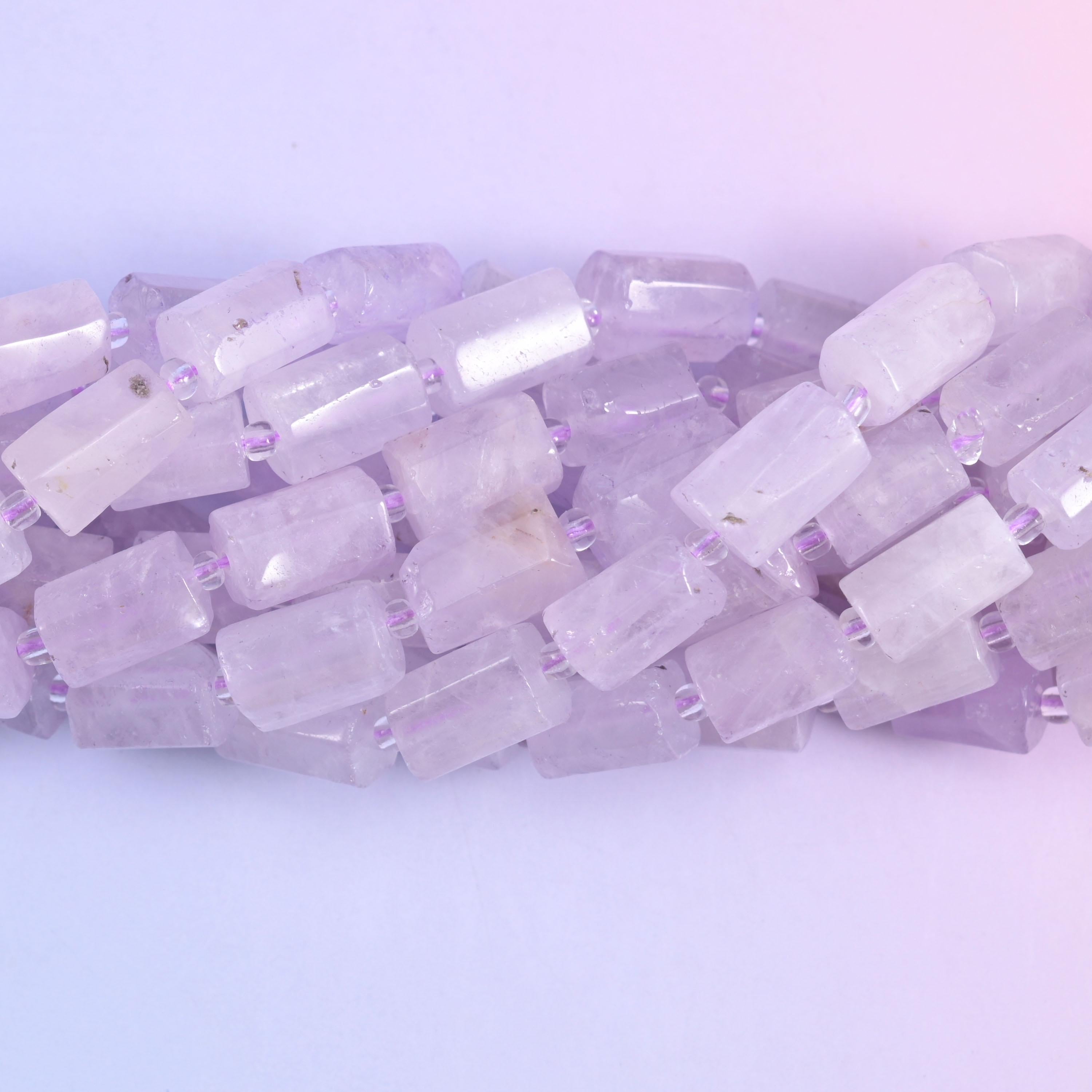 Faceted tube cut Purple Jade beads