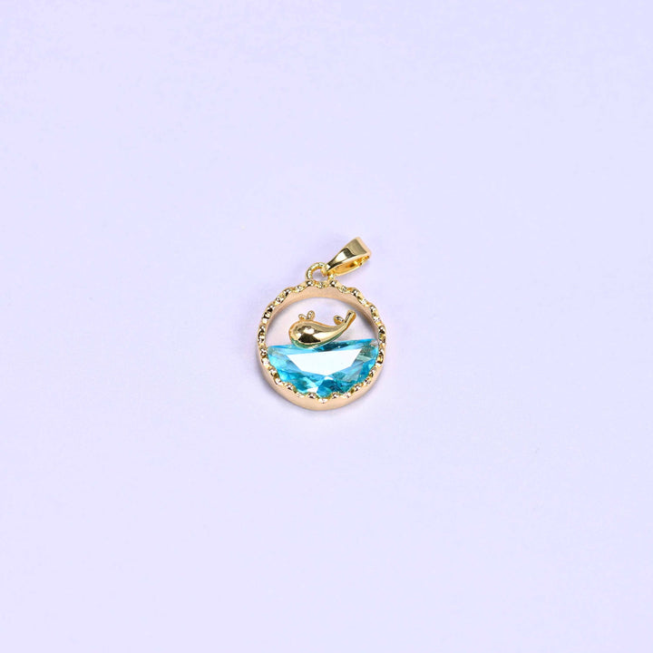 Gold Round Zirconia Whale Charms