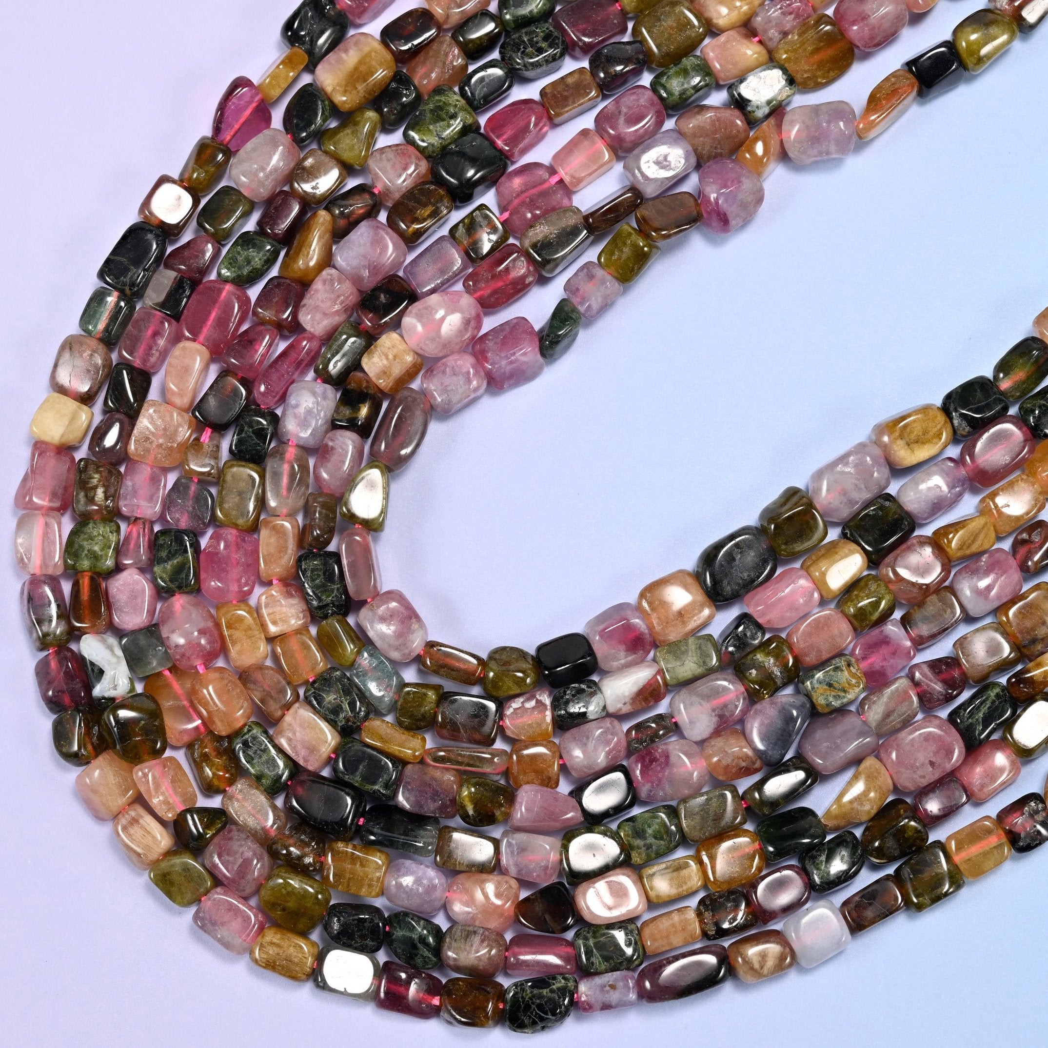 Colorful Tourmaline Irregular Freeform Nugget Beads, 15.5 inch strand