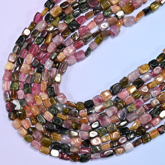 Colorful Tourmaline Irregular Freeform Nugget Beads, 15.5 inch strand