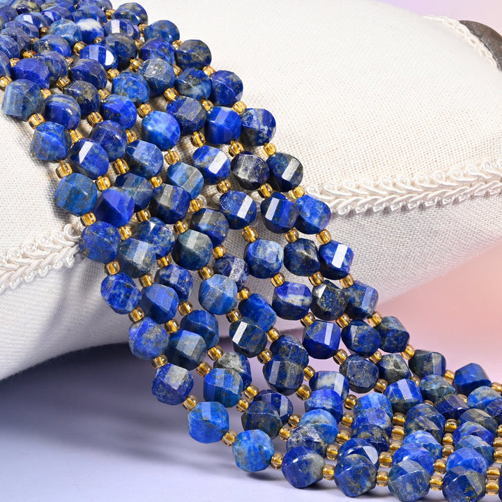 Lapis Lazuli Faceted Spiral Twist Beads