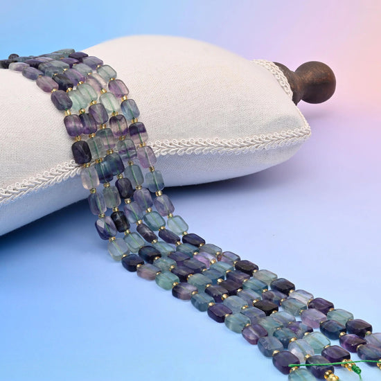 Fluorite Faceted Rectangular Beads