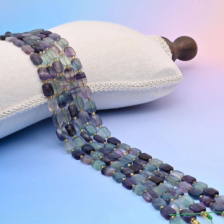 Fluorite Faceted Rectangular Beads