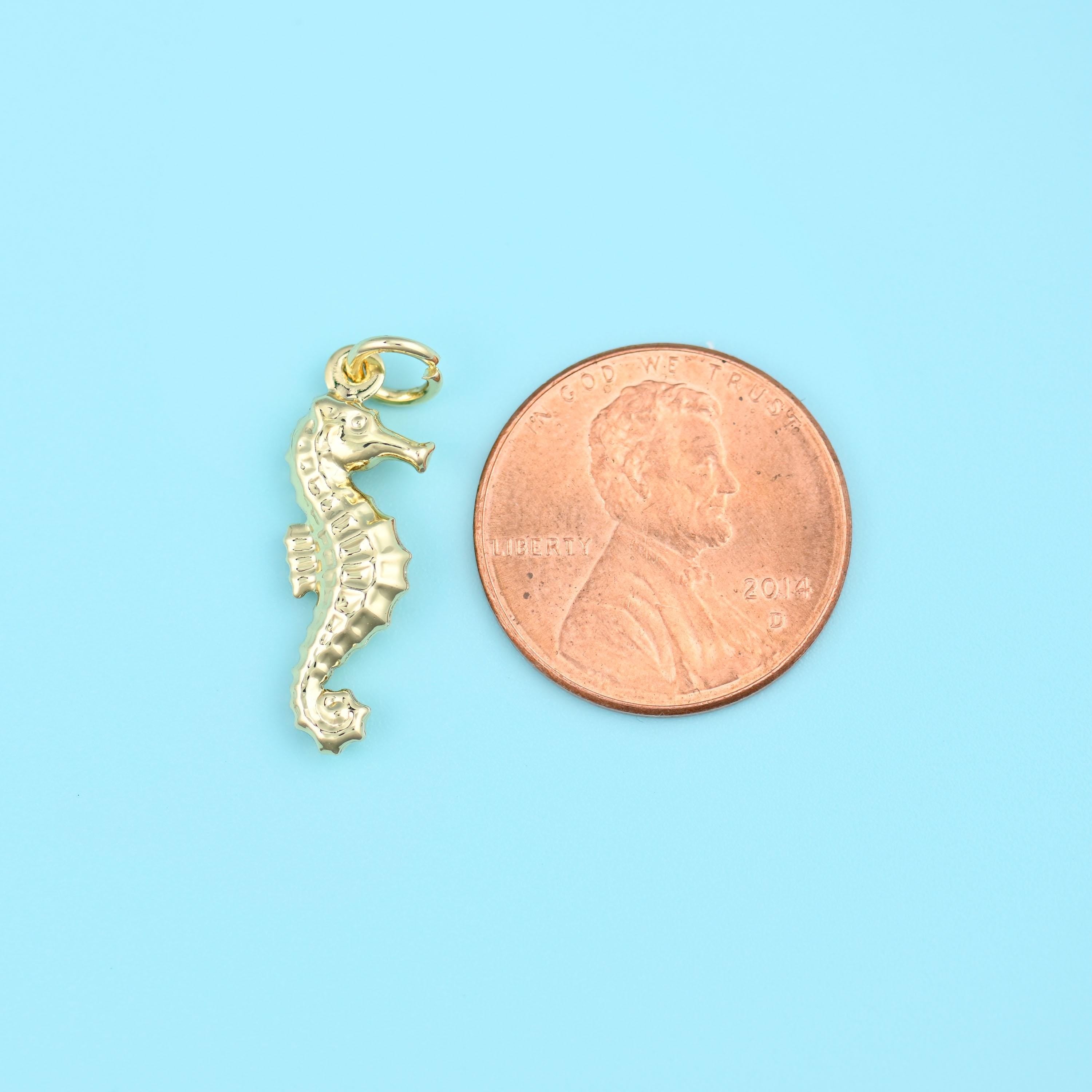 Seahorse cut brass, 18k gold filled — lead free and nickel free beads