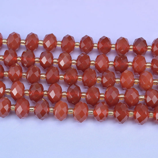Red Agate Faceted Rondelle Beads