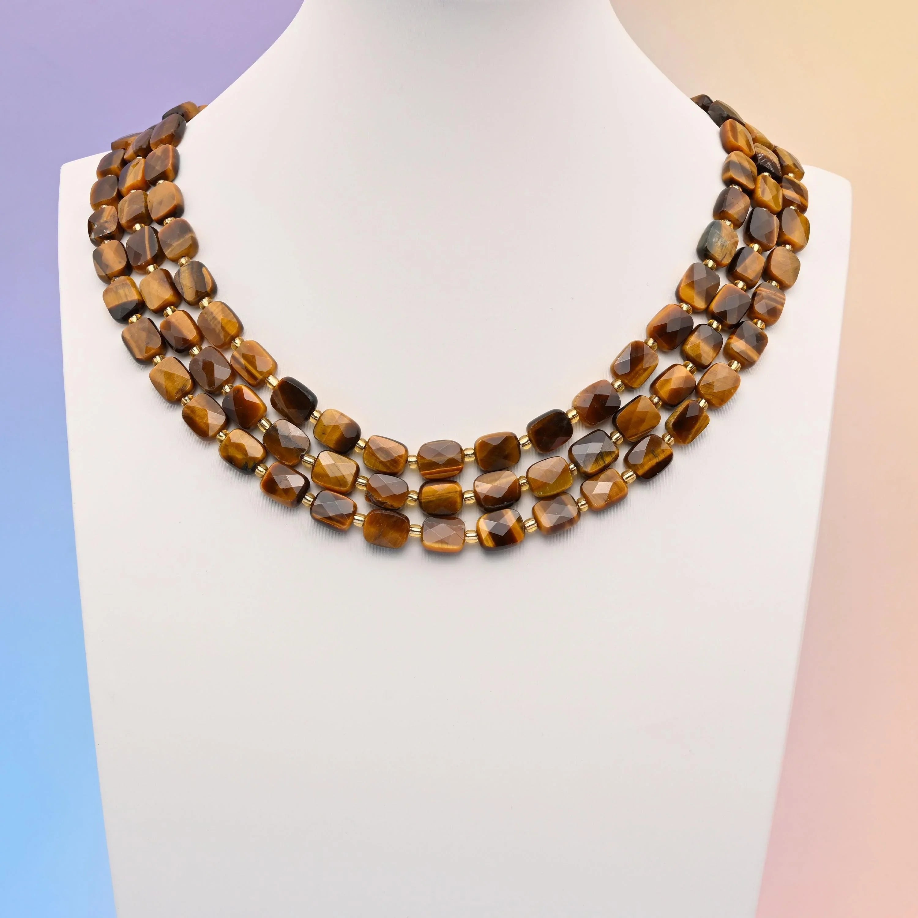 Tiger eye beads, faceted rectangular shape, 10x8mm