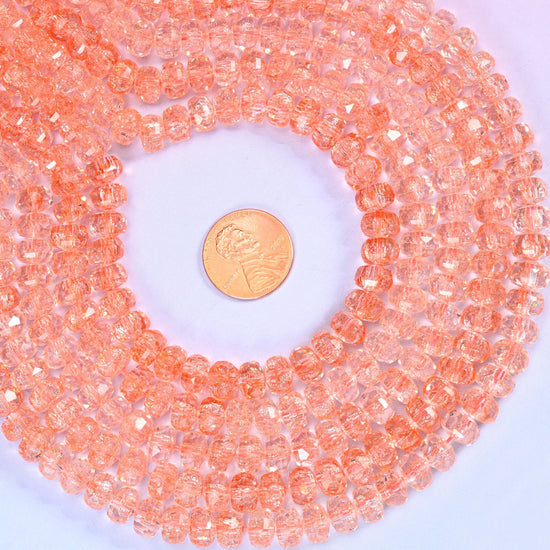 Transparent Orange Faceted Rondelle Glass Beads for jewelry making