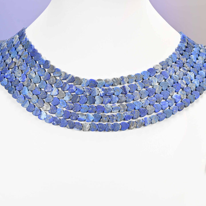 Lapis lazuli beads, flat heart, 6mm
