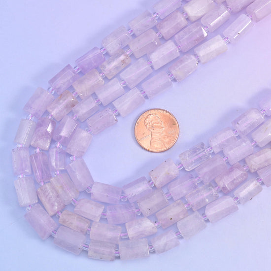 Purple Jade Faceted Tube Beads, 15.5 inch strand