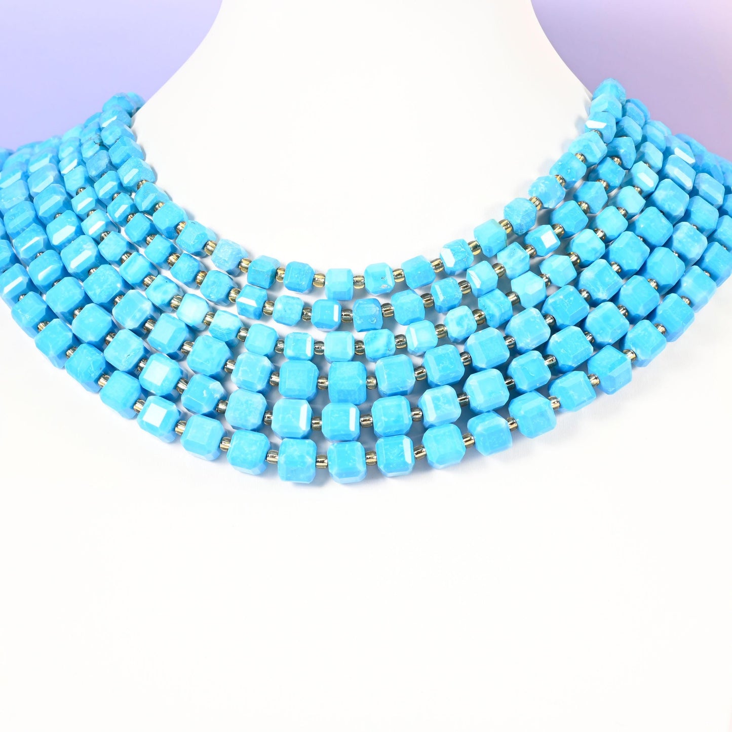 Dyed Blue Howlite beads, faceted cube, 6mm and 8mm
