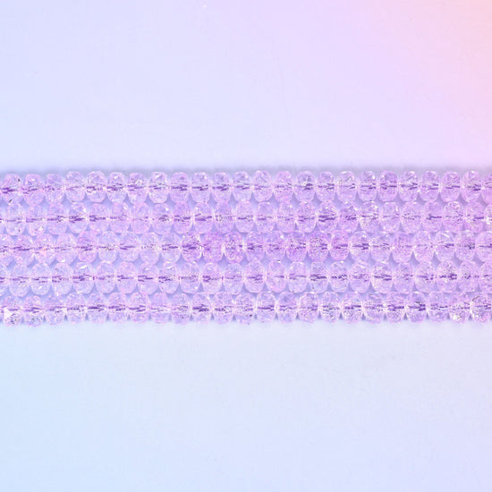 Transparent Purple Faceted Rondelle Glass Beads in pale violet